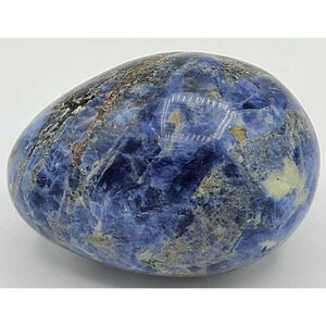 ~ 2 1/8" Sodalite Palm Stone Egg Shape Carved Gemstone